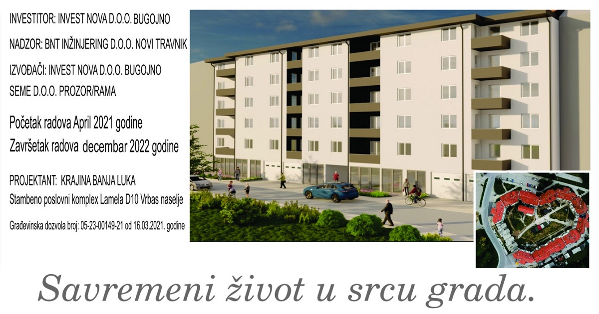 Započela izgradnja stambeno-poslovnog kompleksa Lamela D10 Vrbas naselje u Bugojnu