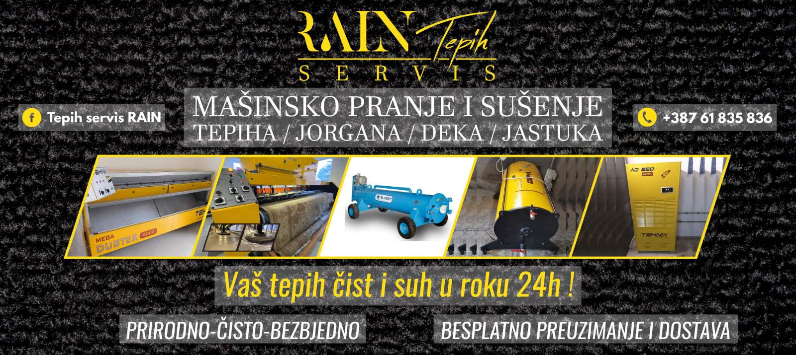 Nova savremena tehnologija pranja tepiha u Tepih servis RAIN Bugojno